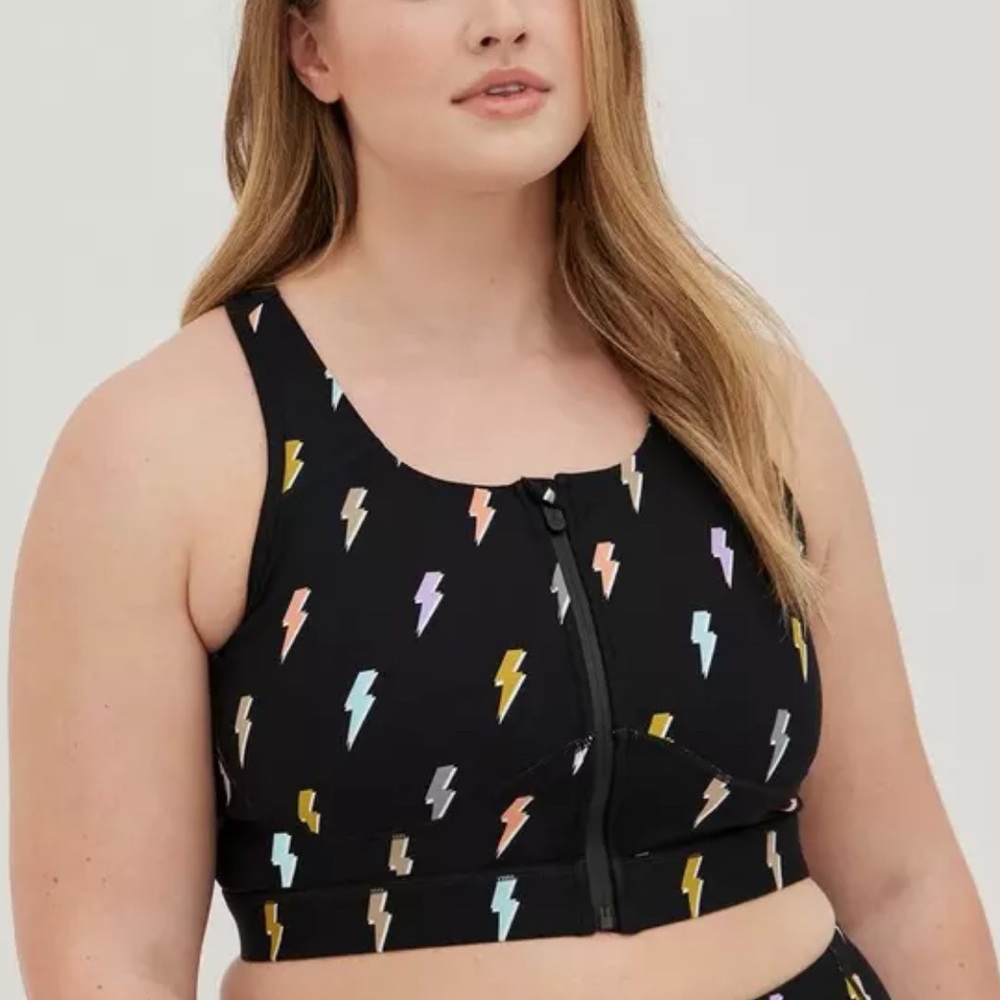 Torrid Black Multicolor Lightning Bolt Sports Bra